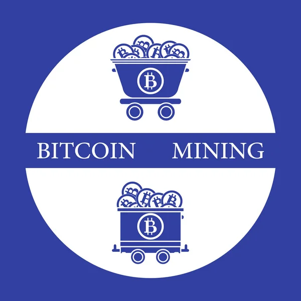 Górnictwa bitcoinów. Wózki górnicze z bitcoins. — Wektor stockowy