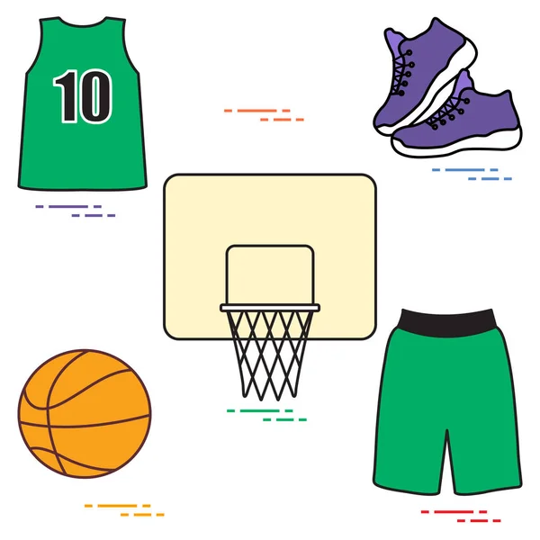 Uniformes esportivos e equipamentos para basquete . —  Vetores de Stock