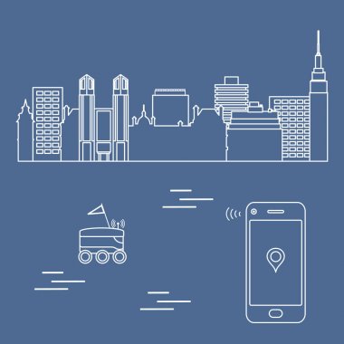 Şehrin bir robot ile teslim. Ücretsiz teslimat.