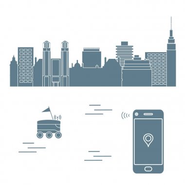 Şehrin bir robot ile teslim. Ücretsiz teslimat.