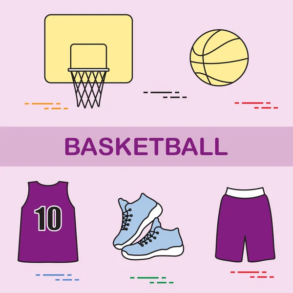 Uniformes esportivos e equipamentos para basquete . — Vetor de Stock