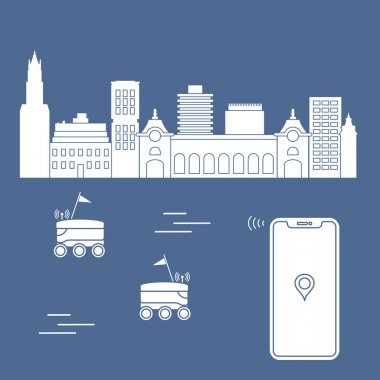 Şehrin bir robot ile teslim. Ücretsiz teslimat.