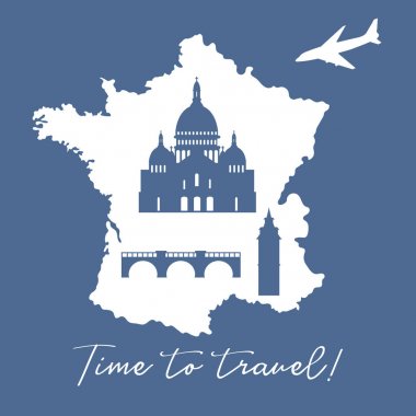 Fransa, köprü, kule, Bazilika, uçak Haritası.