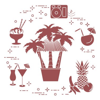 Bar beach, kokteyller, dondurma, meyve.