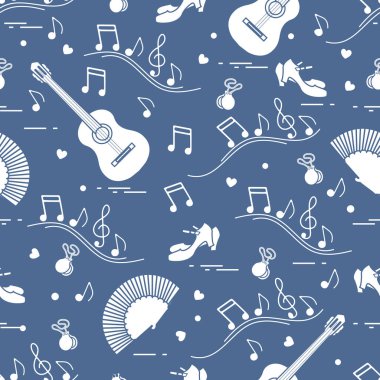 Desen ile fan, Ayakkabı, kastanyet, notlar, gitar