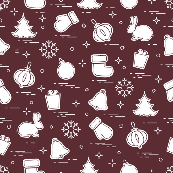 New Year and Christmas seamless pattern. Winter holidays. — Stock Vector