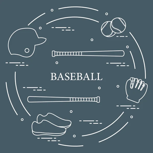Baseballové pálky, rukavice, míče, helma, boty. — Stockový vektor