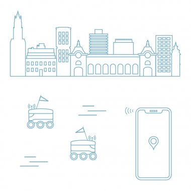 Şehrin bir robot ile teslim. Ücretsiz teslimat.