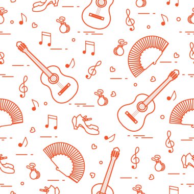 Desen ile fan, Ayakkabı, kastanyet, notlar, gitar