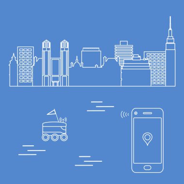 Şehrin bir robot ile teslim. Ücretsiz teslimat.