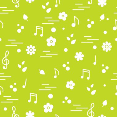 Notlar, çiçekler, yapraklar seamless modeli.