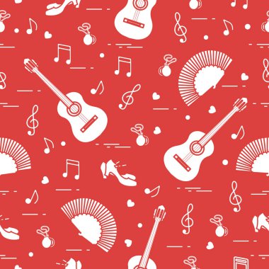 Desen ile fan, Ayakkabı, kastanyet, notlar, gitar