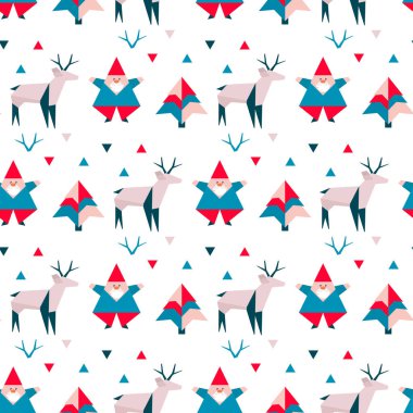 Yeni yıl 2020 Noel ağacı Noel Baba geyik origamisi