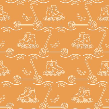 Vektör desensiz patenler scooter 'ı tekmeliyor