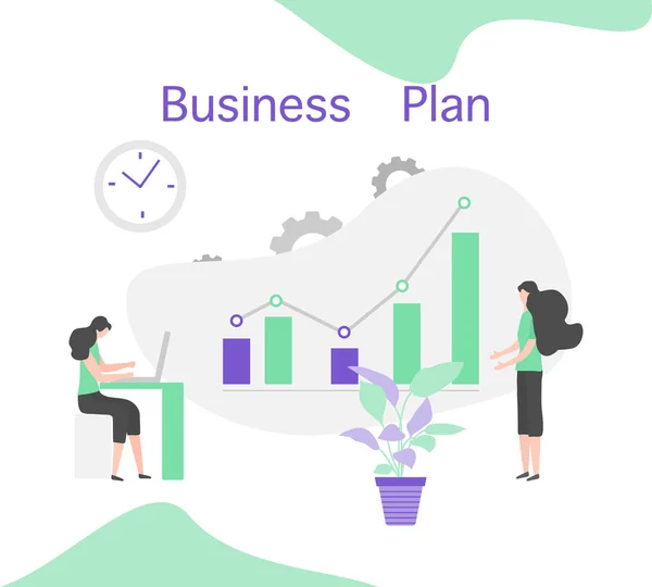 Análise de plano de negócios estratégia financeira Pessoas — Vetor de Stock