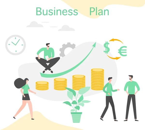 Business plan analytics financiën strategie Mensen — Stockvector