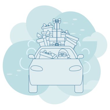 Yeni yıl Mutlu Noeller Noel Baba araba hediyesi