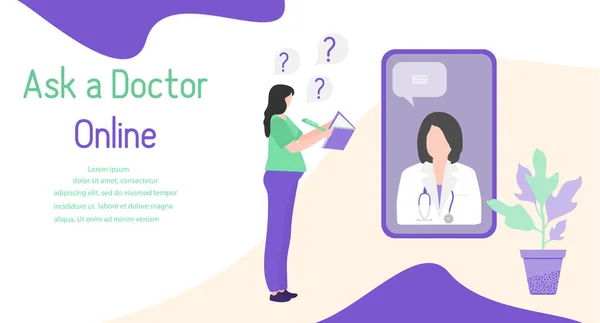 Online lékař Zdravotní péče Lékařské služby Těhotná — Stockový vektor