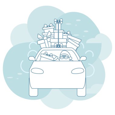 Yeni yıl Mutlu Noeller Noel Baba araba hediyesi