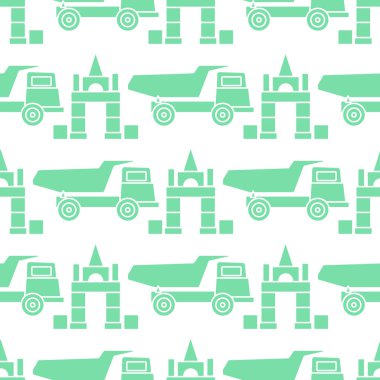 Vektör desensiz çocuk oyuncakları. Kamyon blokları.