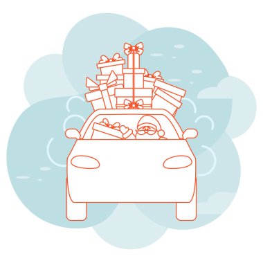 Yeni yıl Mutlu Noeller Noel Baba araba hediyesi