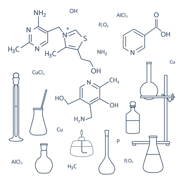 과학 화학 약국의 교육 장비 — 스톡 벡터