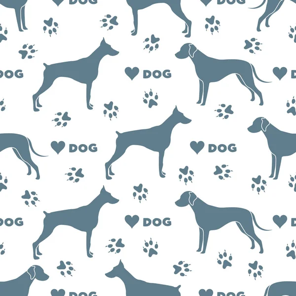 Patrón sin costura vectorial con perros, pistas para perros Pet — Vector de stock