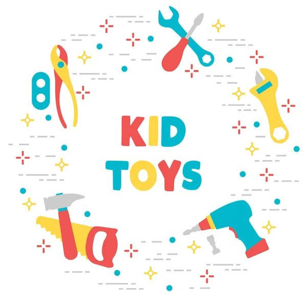 Juegos Vector niño herramientas de juguete juego de actividad infantil — Archivo Imágenes Vectoriales