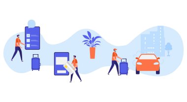 İnsanlar akıllı telefon uygulaması sipariş eder, taksi parasını öder.