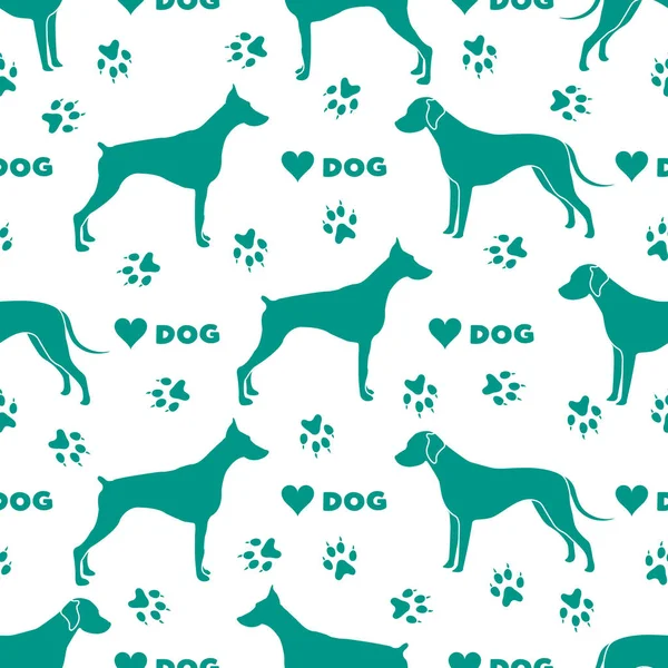 Patrón sin costura vectorial con perros, pistas para perros Pet — Vector de stock