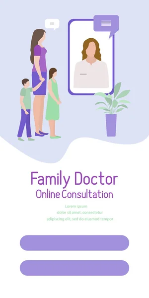 Médico en línea Salud Servicios médicos Familia — Archivo Imágenes Vectoriales