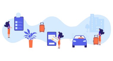 İnsanlar akıllı telefon uygulaması sipariş eder, taksi parasını öder.