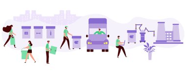 Vektör İnsanlar Robotu Atık Geri Dönüşüm Yansıması Sıralaması