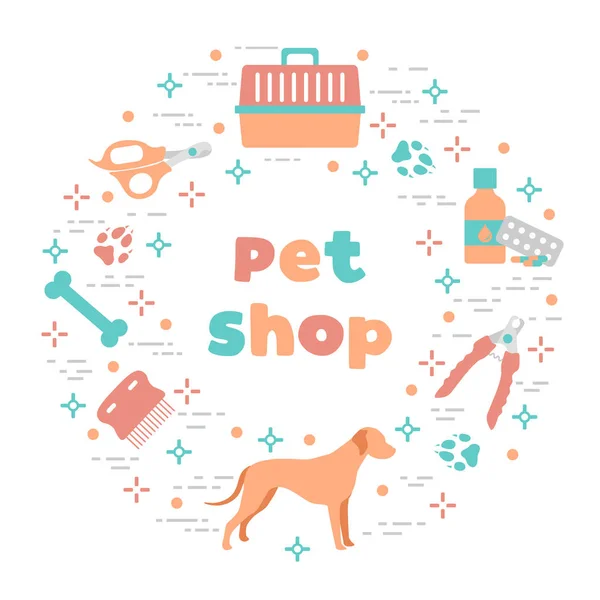 Vector Dog tracks Loja de animais de estimação, clínica veterinária, abrigo — Vetor de Stock