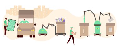 Vektör İnsanlar Robotu Atık Geri Dönüşüm Yansıması Sıralaması