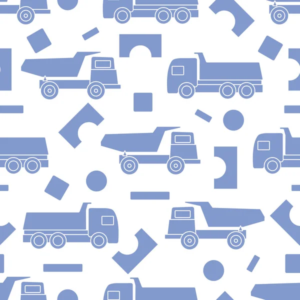 Wektor bezszwowy wzór zabawki dla dzieci Wywrotka bloki ciężarówek — Wektor stockowy
