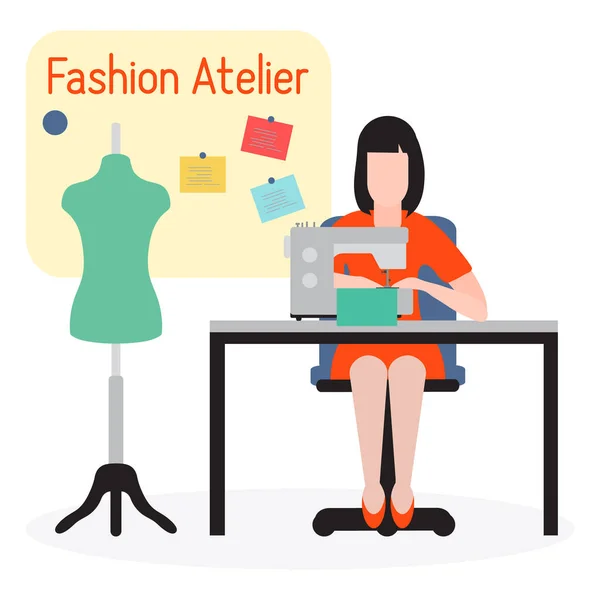 Costurera Sastre Atelier Taller de costura Moda — Archivo Imágenes Vectoriales