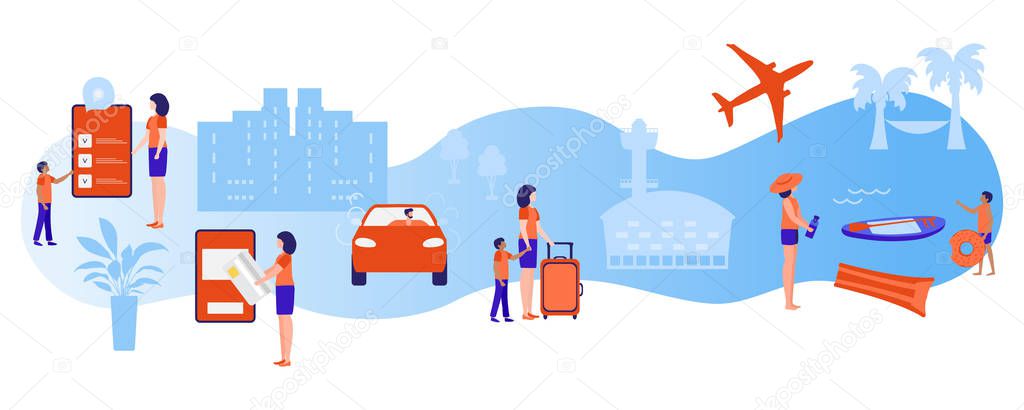 Vector People Travel rest vacation booking tour