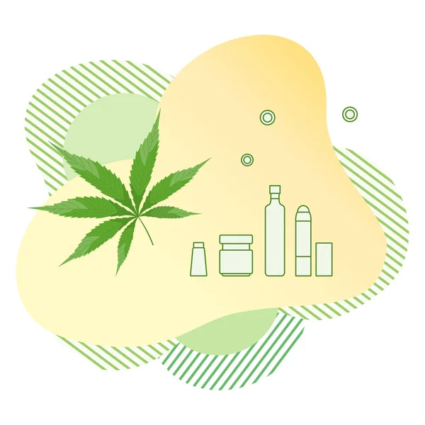 Cannabis Cbd thc cosmetics hemp medical marijuana — Stock Vector