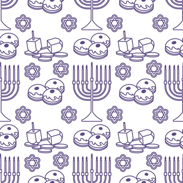 Vector padrão sem costura Hanukkah feriado judeu — Vetor de Stock