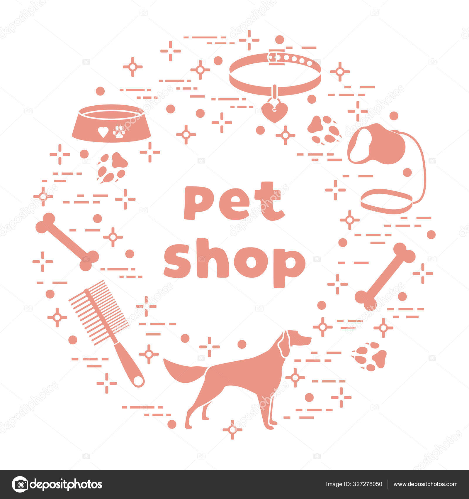 Vector Pet shop, vet, shelter Animal Dog tracks Stock Vector by