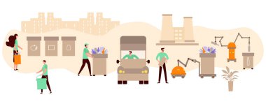 Vektör İnsanlar Robotu Atık Geri Dönüşüm Yansıması Sıralaması