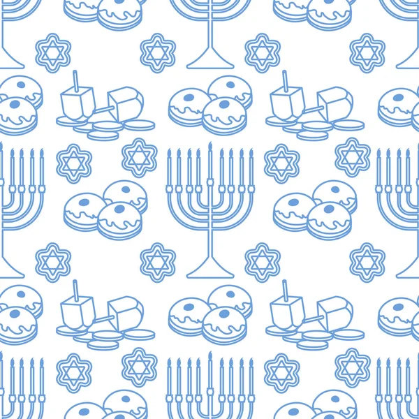 Vektor nahtloses Muster Chanukka jüdischer Feiertag — Stockvektor