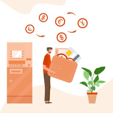 Vektör ATM çalışanlarının banka kartı Nakit Para Finansmanı