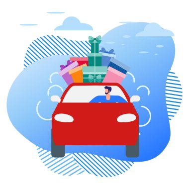 Vektör Yeni Yıl Noel 'i İnsanların hediyesi