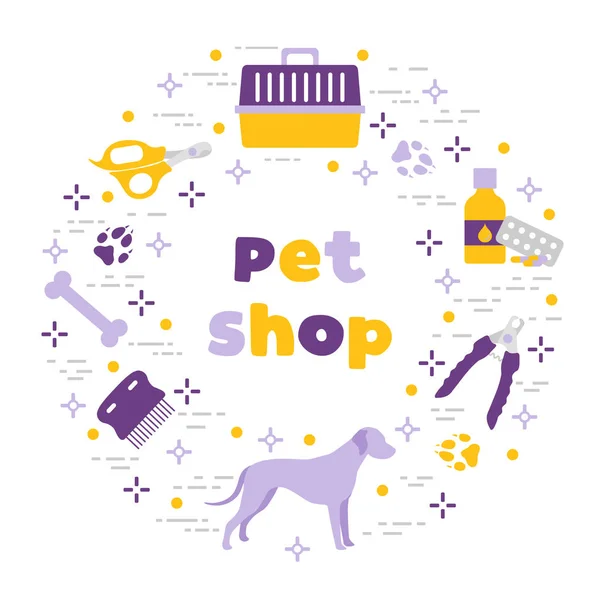 Vector Dog tracks Loja de animais de estimação, clínica veterinária, abrigo — Vetor de Stock