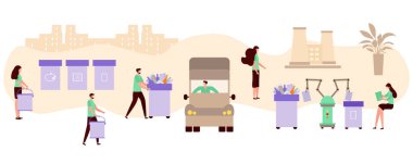 Vektör İnsanlar Robotu Atık Geri Dönüşüm Yansıması Sıralaması