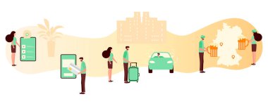 Vektör İnsanlar Seyahat Tatil Rezervasyon Turu