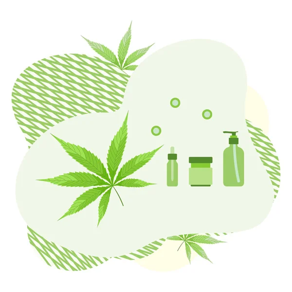 Cannabis Cbd thc cosmetici canapa marijuana medica — Vettoriale Stock