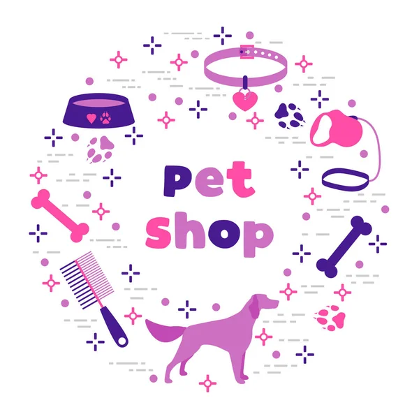 Vector Pet shop, vet, abrigo Rastreamentos para cães — Vetor de Stock